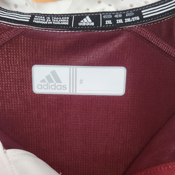 PC Adidas Burgundy and White Polo Shirt Athletic Style - Picture 3 of 3